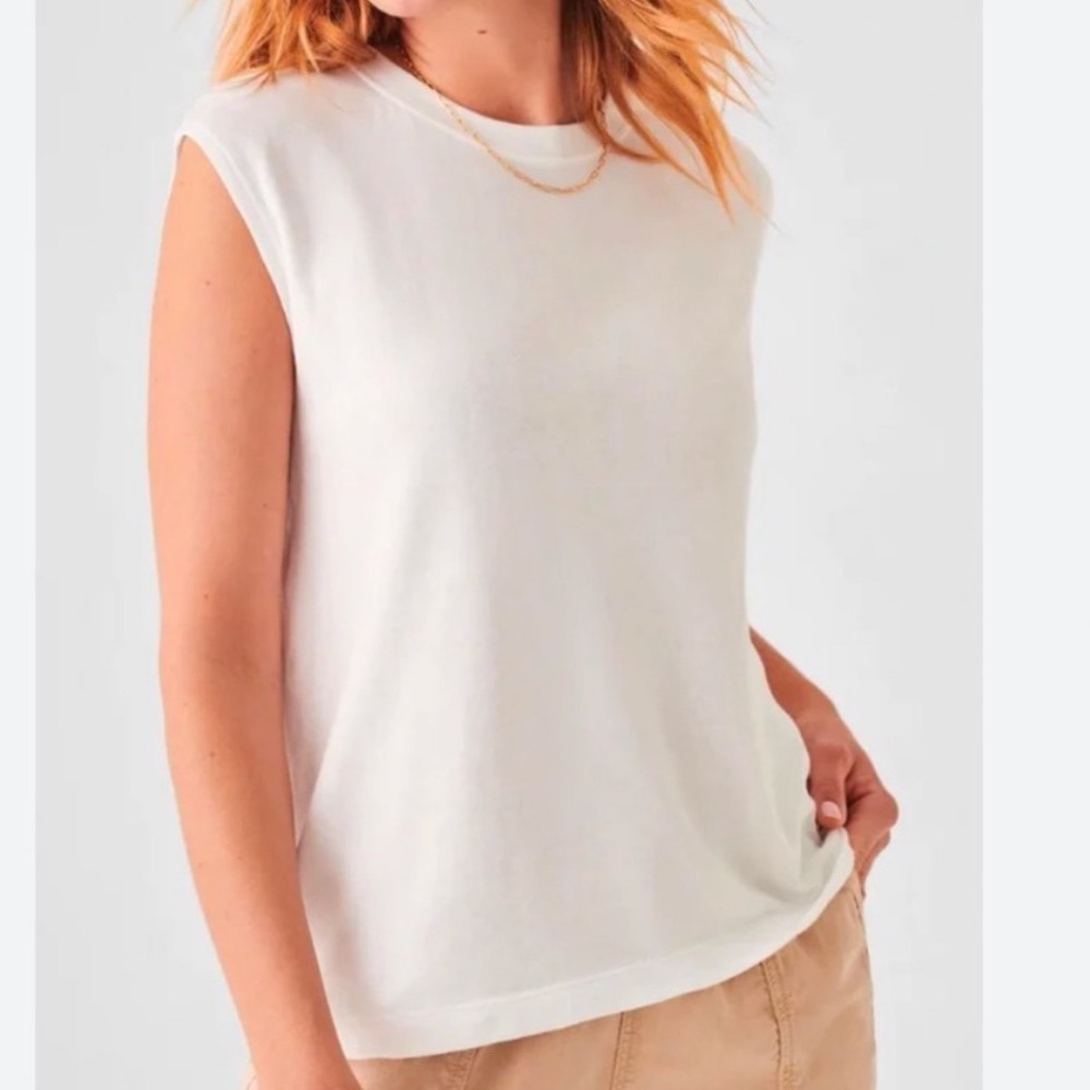 Faherty White Cloud Cotton Muscle Tee Sleeveless Tank Top - Small